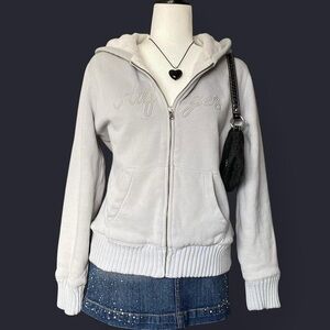 Tommy Hilfiger Light Gray Faux Fur Hoodie